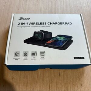 Seneo iWatch/iPhone Dual Wireless Charging Pad Black Brand New Open Box!!